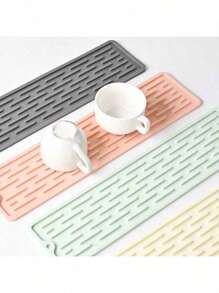 1pc Kitchen Drying Mat, Heat Resistant Silicone Trivet, Quick Dry Dishwashing Mat, Extended Silicone Drain Mat, Kitchen Heat Insulation Mat, Pot Holder, Non-Slip Dish & Cup Mat