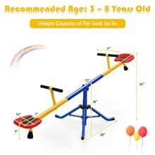 Homasis Kids Seesaw Swivel Teeter Totter Playground Equipment 360° Rotation - Blue, yellow, red, black - View 3