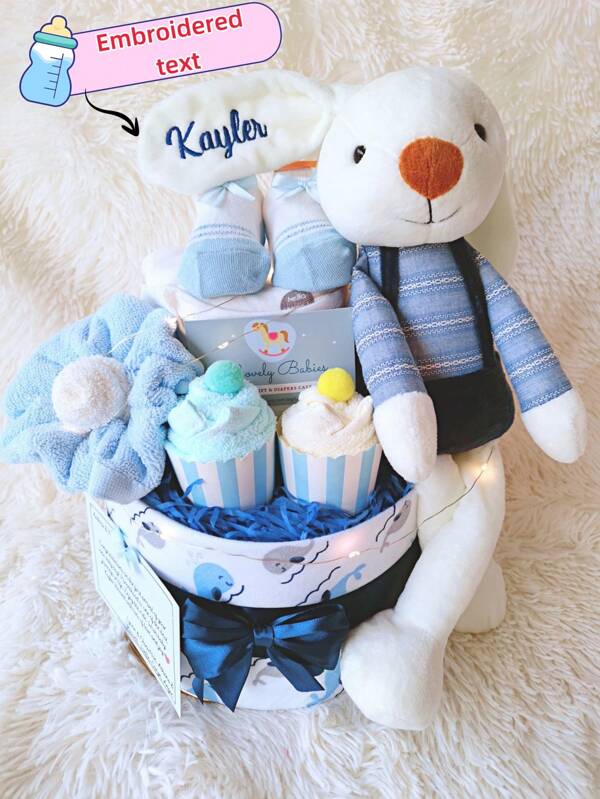 1pc Customized Embroidered Plush Doll, Embroidered Name, Logo, Comfort Rabbit, Comfort Doll, Rabbit Ears Can Be Embroidered With Name/Text/Birth Date, Available In Red Or Blue Rabbit, Soft, Suitable As Gift For Girlfriend, Best Friend, Birthday, New Mom, Holiday