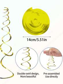 18pcs Gold Hanging Swirl Decorations, Gold Swirl Streamer Spiral Ceiling Decoration, Metallic Tassel Garland, Versatile Hanging Decor For Lemon Bee Sunflower Birthday Wedding Shower Bridal Shower Bachelorette Party Supplies