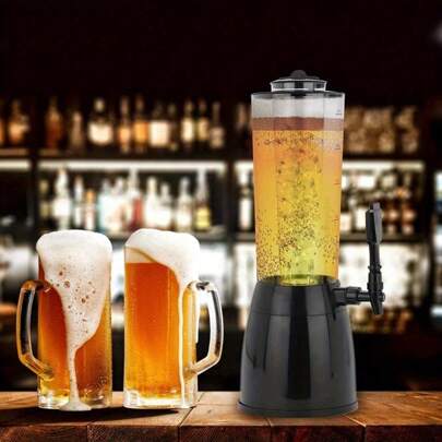 2.5L Beer Tower Plastic Ice Core Beverage Dispenser With Ice Cooler Separate Beer Drinks Dispensers With Tap 23.5 X 18.5 X 52.8cm