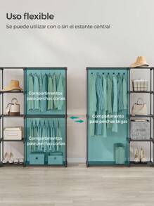 SONGMICS Freestanding Wardrobe, Foldable Wardrobe, Clothes Rack With Clothes Rails, Black MRYG026B02 - 黑色 - 查看 3