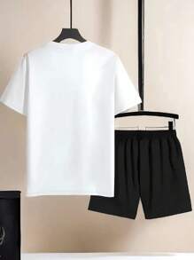 Kit 2 peças Conjunto Masculino Camiseta + Short tactel Praia Verão - Branco - Visão 3