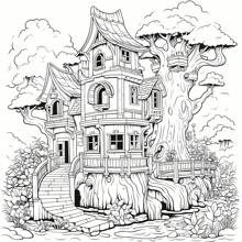 1 pieza Libro para colorear de adultos de 20 páginas (20 x 20 cm), impresión por un solo lado, con tema de casa del árbol, patrones impresionantes, líneas claras, adecuado como regalo para el Día de San Valentín, cumpleaños, Navidad y otras fiestas, excelente para relajarse, Día de la Madre, regalo para mamá, regreso a clases, útiles escolares