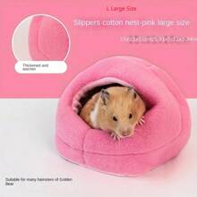 1 pièce Cage de litière pour hamster, maison d'hiver en velours de corail chaude, nid pour petits animaux, sac de couchage pour rongeur, lit douillet en polaire pour cochon d'inde, nid douillet pour petits animaux, couleur d'expédition aléatoire