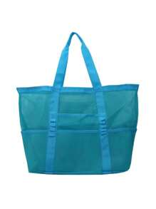 1pc Large Mesh Beach Bag - Anti-Sand Swimming Tote Bag, Extra Large Capacity, Suitable For Family Use, Foldable & Lightweight, With Zipper And Extra Pocket, Can Hold Toys And Beach Vacation Essentials - Multicolor - View 14