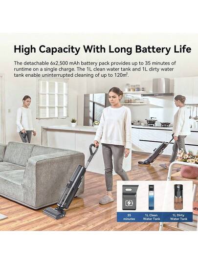 Proscenic F20A Cordless Stofzuiger Mop, 35 Minute Runtime, LED Display, Self Cleaning Air Drying, All Around Edge Cleaning, App Control, Solid Liquid Separation, EU Plug. view 4