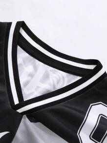 New Loose Fit Letter Graphic Short Sleeve Shirt For Men