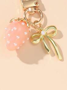 1pc Cute Strawberry Key Chain Alloy Bow Decor Accessory Fashion Bag Charm Gift For Friends Bridesmaid Gifts Bows - Multicolor - View 3