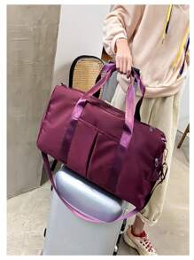 1pc Large Capacity Luggage Bags, Travel Bags, Travel Storage Bags, Airport Travel Clothing, Travel Supplies, Luggage Bags, Back To School, Student Bags, Eid Gift Ideas, Women, Girls, Valentine's Day Gifts, For Mom, Birthday Gifts, Mom, Friends, Gym Bags Bag For School School Accessories School Stuff - Red Violet - View 5