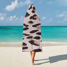 1pc Colorful Printed Hooded Beach Towel, Soft Quick Dry Anti-Sand Travel Blanket, Super Absorbent Lightweight Beach Poncho Towel Made Of Microfiber, Perfect For Beach, Travel, Gift For Family, Friends, Mother's Day Flowers, Personalized Gifts For Mom, Last Minute Gifts, Mother's Day Ideas, Mothering Sunday Gifts, Handmade Cards For Mum, Best Mother's Day Gifts Under $50