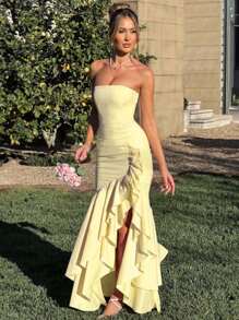 性感不对称下摆紧身派对礼服，婚礼宾客鸡尾酒会礼服