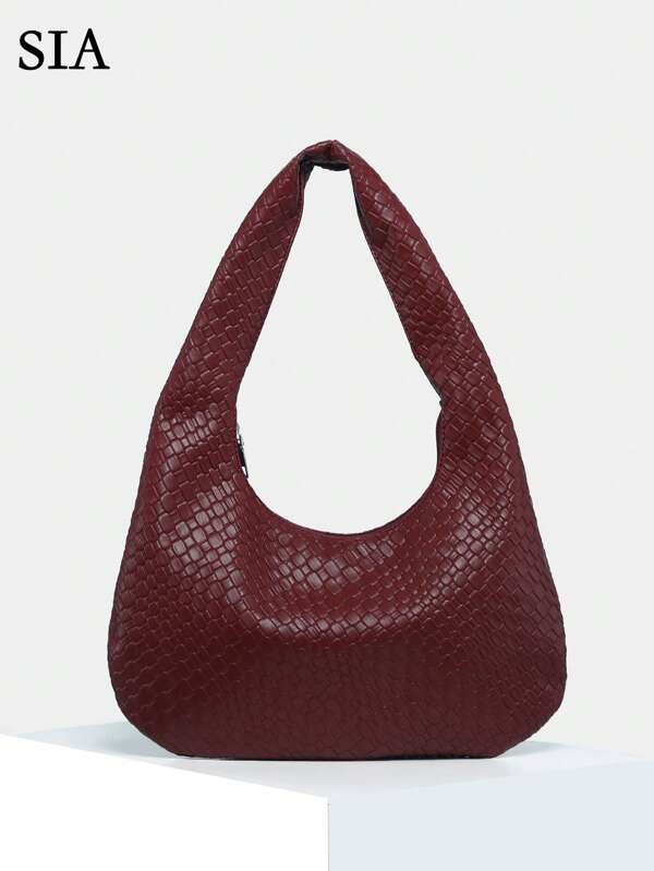 1 pieza Bolso de hombro grande de mujer de estilo retro simple y casual, de piel sintética de angora tejida, adecuado para salidas, citas, ir al trabajo, bolso inspirado en el estilo retro para mujeres, que combina perfectamente con atuendos de otoño para mujeres