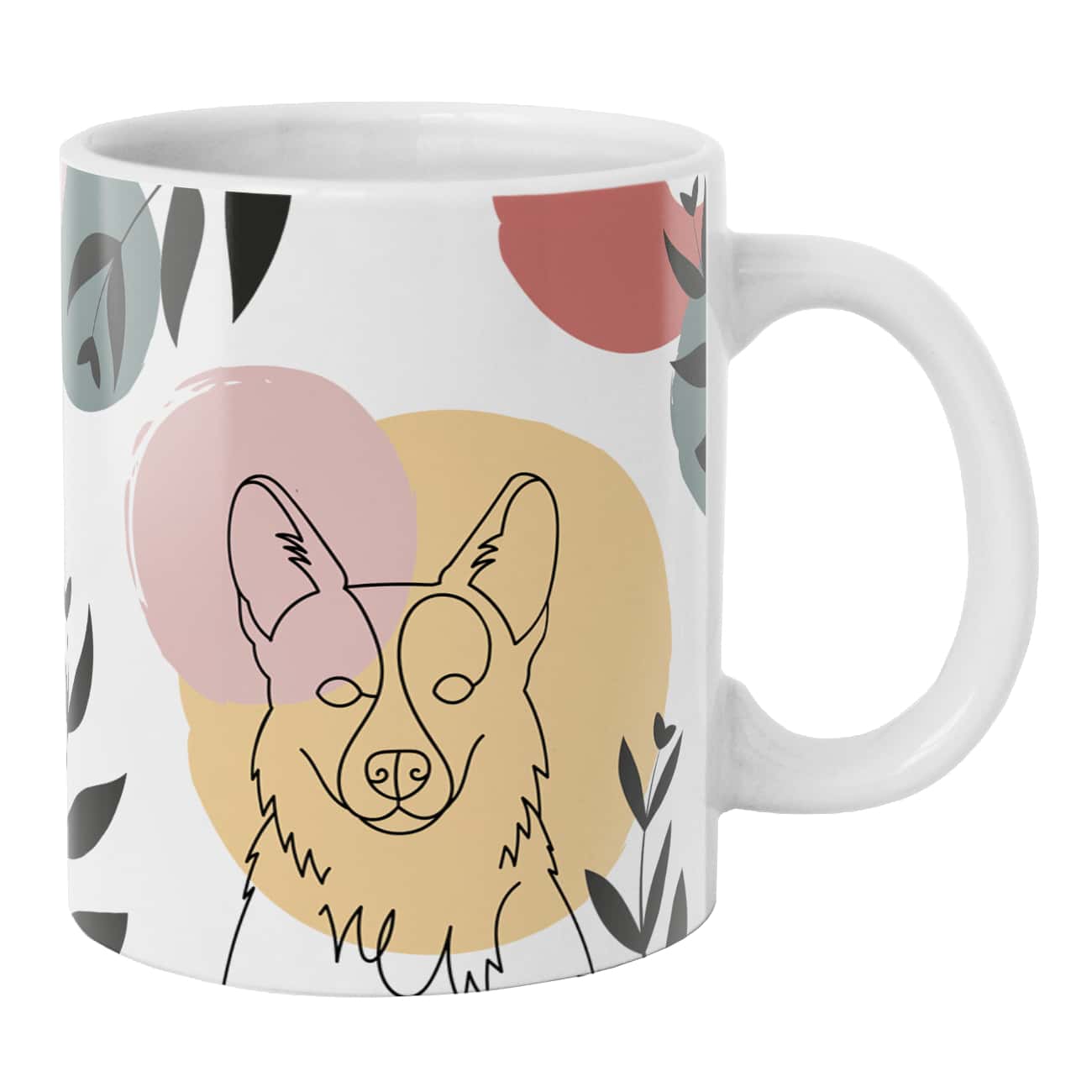 INSTACASE Minimal Corgi Women's Mug, Porcelain Dog Mug 325 Ml, Mug For Minimal Corgi Mug, Mug 11 Oz Mug For Women, Eurocerámica.