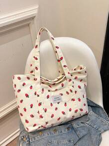 大容量纯色简约灯芯绒手提包