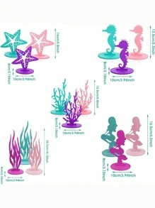 10pcs Felt Underwater World Tableware Decorations, Centered On A Mermaid Princess Themed Birthday Party Tabletop, DIY Furniture, Suitable For Birthday Party, Home Decor (5 Styles, Random Colors), Party Promotion, Back To School, Carnival