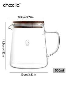 choxila 1 件咖啡壶，高硼硅玻璃咖啡分享壶，带木盖，300 毫升 -500 毫升，适合家庭分享或派对和露营，用于手冲咖啡机的咖啡服务器，咖啡配件，学校用品返校 - 分享壺 - 查看 12