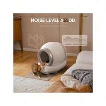 White Automatic Self Cleaning Cat Litter Box With App Remote Control, Odor Removal, Low Noise - Red and White - View 4