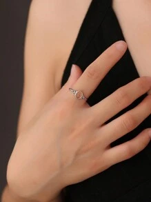 100% 天然石榴石 / 太阳石 / 托帕石女士戒指 925 纯银宝石戒指时尚可调节结婚戒指周年纪念珠宝新年情人节礼物 - 花葉 - 查看 9