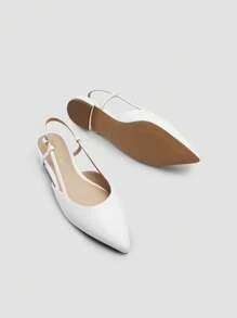 Women Flats Slingback Pointed Toe Elegant Lady Ballet Flats With Adjustable Buckle Strap Chic Fashion Low Heel Dress Casual Work Office Party Shoes - 白色 - 查看 6