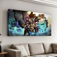 Framed Arcane Anime Poster Poster Jinx And Vi Poster Canvas Prints Battle Of The Two Cities Wall Art For Home Office Living Room Decorations