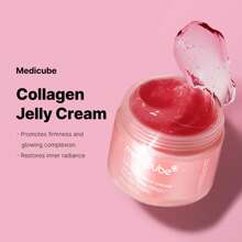 Collagen Jelly Cream- Niacinamide & Freeze-Dried Hydrolyzed Collagen - Boosts Skin's Barrier Hydration And Gives 24h Glow & Lifted Look - No Artificial Color, Korean Skincare