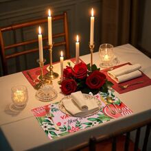 Juego personalizado de 4 individuales para el Día de San Valentín - Expresiones de amor personalizadas - Manteles individuales de 12x18 pulgadas para aniversario de boda - Decoración del hogar para cocina y comedor - Regalo perfecto para tu ser querido