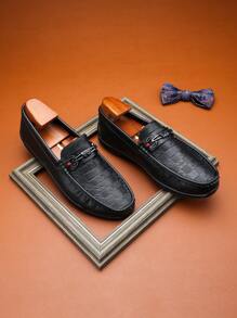 Men's Fashionable Patchwork Plaid & Solid Color Low-Top Loafers, Suitable For Parties, Gatherings, Casual, Travel, Camping, Beach, Outdoor Sports, Versatile Personalized Business Shoes