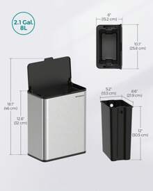 SONGMICS Hanging Trash Can, 2.1-Gallon (8 L) Small Kitchen Garbage Can With Lid, Cabinet Door Hanging Or Wall-Mounted With Hooks, For Under Sink, Bathrooms