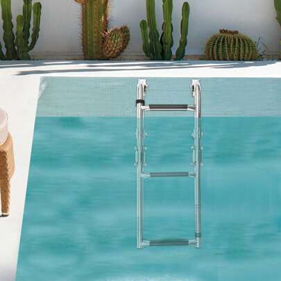 kangten 3 Stufen Klappboot Leiter, Klappbad Baden Inboard Marine Yacht Boot Leiter Edelstahl Neu