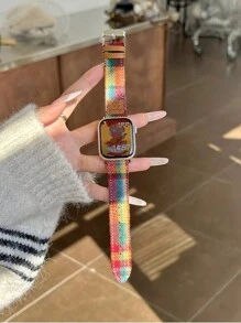 1 Pc Colorful Leather Loop Compatible With Apple Watch Band For Women 38mm 40mm 41mm 42mm 44mm 45mm 46mm 49mm , Bands Compatible With Apple Watch Strap Series Ultra 10/9/8/7/6/5/4/3/2/1 SE