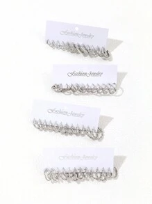 48 pièces/Set Boucles d'oreilles vintage en forme de cœur, style mode classique convenant à la vie quotidienne, aux fêtes et aux festivals de musique