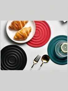 1 件圆形硅胶锅垫，带储物架，耐热厨房台面垫，不粘防滑隔热垫，灵活开口罐子多用途杯垫，桌面保护和装饰热菜、餐桌、书桌