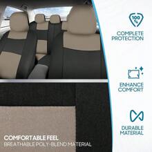 BDK PolyPro Car Seat Covers Full Set In Charcoal On Black – Front And Rear Split Bench For Cars, Easy To Install Cover Set, Accessories Auto Trucks Van SUV