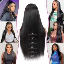 13 X 4 Real Hair Wig Straight HD Lace Front Wig 100% Brazilian Human Hair Wigs For Women's With Baby Hair - màu đen - Xem 5