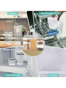 15入組帶標簽封口食品收納盒，適用於儲存意大利麵、麵粉、糖、米、穀物、果仁和咖啡豆 - 保持廚房井然有序和食品新鮮! - 黑與白 - 查看 7