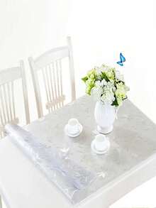 Mantel de mesa de vidrio suave, mantel de mesa transparente de PVC, a prueba de agua y a prueba de aceite, cubierta de mesa rectangular clara para cocina y comedor - Blanco - Ver 7