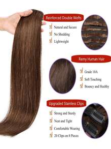 8 件/套 直发夹式接发 真人发 8 至 28 英寸 巴西雷米直发 巧克力棕色