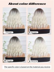 Multi-Color Wavy Curly Wigs, Beautiful & Fashionable Synthetic Heat-Resistant Fiber Wigs For Women, Suitable For Daily Wear And Parties - Ombre - View 9