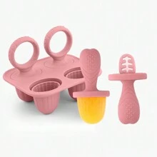 1 套硅胶婴儿冰棒模具、2 个圆柄和 2 个直柄冰棒机、冰淇淋模具