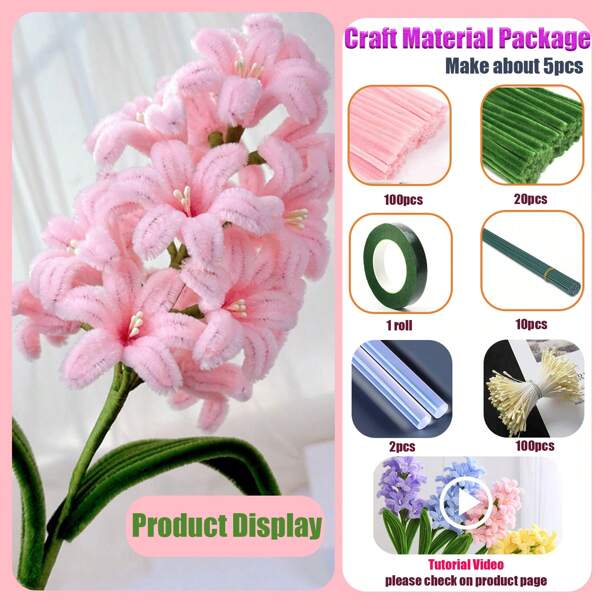 233pcs Colorful Hyacinth Pipe Cleaner Flower Set -Perfect Combination For Weddings, Valentine's Day, Mother's Day, Classmates Gifts, Valentine's Day, Holiday Parties Home Decoration