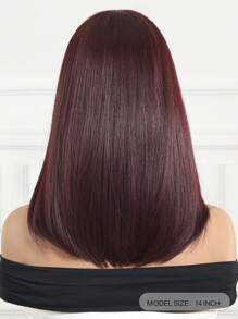 Comfortable Natural Bend 14-Inch Burgundy Short Bob Wig With Bangs Layered Fashion Wig For Women Synthetic Fiber Wigs Perfect For Holiday Travel Family Gatherings Everyday Wigs - 酒紅色 - 查看 8