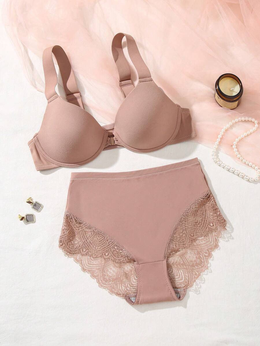 Peach Girl Brown Wide Strap Underwear For Women With Small Chest Push-Up Bra Set - Coffee Brown - View 1