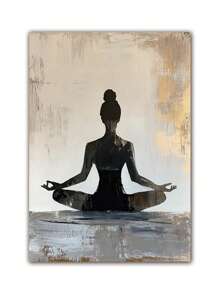 1 件，帆布挂画，带框装饰画，墙艺，海报，瑜伽海报，禅宗现代简约瑜伽姿势剪影画，瑜伽冥想海报印刷品 - 冥想墙艺，瑜伽室装饰，家居装饰艺术品