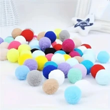 50pcs Interactive Launch Training Cat Toys Creative Kittens Mini Pompoms Games Stretch Plush Ball Toys Cat Supplies Pet Accessories