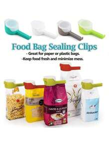 4 件装食品袋夹，带倾倒口的食品储存密封夹，食品袋夹，薯片袋夹，塑料盖食品夹，非常适合在厨房整理和储存食物 - 彩色 - 查看 11