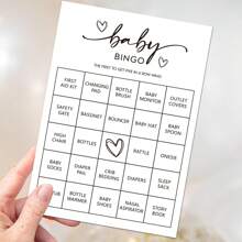 Jeu de Bingo pour fête de révélation de genre (30 cartes uniques) Jeu de douche pré-rempli amusant, cartes d'appel perforées, neutre pour le genre, minimaliste