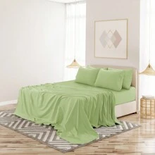 LUX DECOR 6-Piece Embroidered Bed Sheet Set – Brushed Microfiber, Deep Pocket, Lightweight & Breathable – Graduation Gifts, Home Decor, Sleep Protection For Dorms, Student Beds, Back‑To‑School Gift, Soft Bed Linens, Comfortable Sleep, Luxury Bed Set, Valentine's Day Bedroom, Spring Bedding Refresh, Guest Room Essentials, Dorm Room Bedding, Premium Bed Linens, Easy Care Sheets, Hypoallergenic Fabric, Year-Round Comfort, Master Bedroom Update, Matching Bedding Set, Hotel Quality Linens - 橄欖綠 - 查看 6