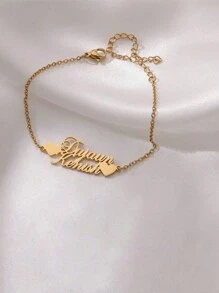 Uniek hartvormig ontwerp kettingarmband, elegante en eenvoudige stijl roestvrijstalen sieraden, prachtige gepersonaliseerde meisjesarmband
