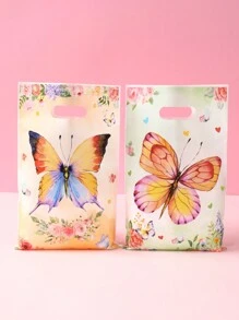 10/25/50 pièces Sac cadeau de sac à main papillon, sac d'emballage de fête d'anniversaire de fleurs papillon multicolore mélangé, sac d'emballage de fête de mariage, sac d'emballage de décoration de salle de fête de festival, fournitures de cuisine, sac d'emballage de fête de baby shower papillon, décoration, convient pour les boutiques
